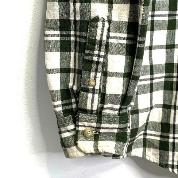 Vintage Eddie Bauer Green Plaid Flannel Button Up Shirt Mens Tall XL Heavyweight - Picture 4 of 8